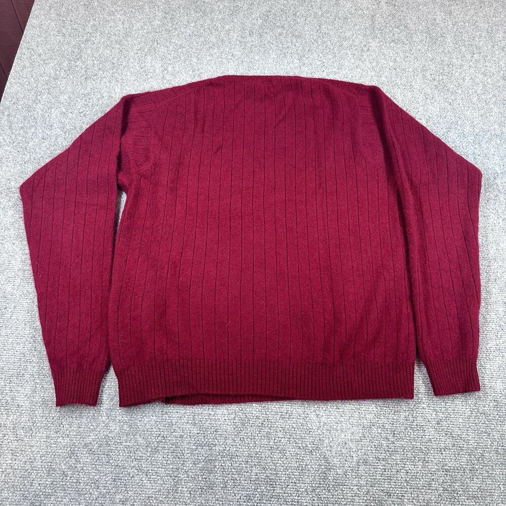 Geoffrey Beene 100% Cashmere V Neck Sweater Mens Medium Red Business Casual - Picture 6 of 6